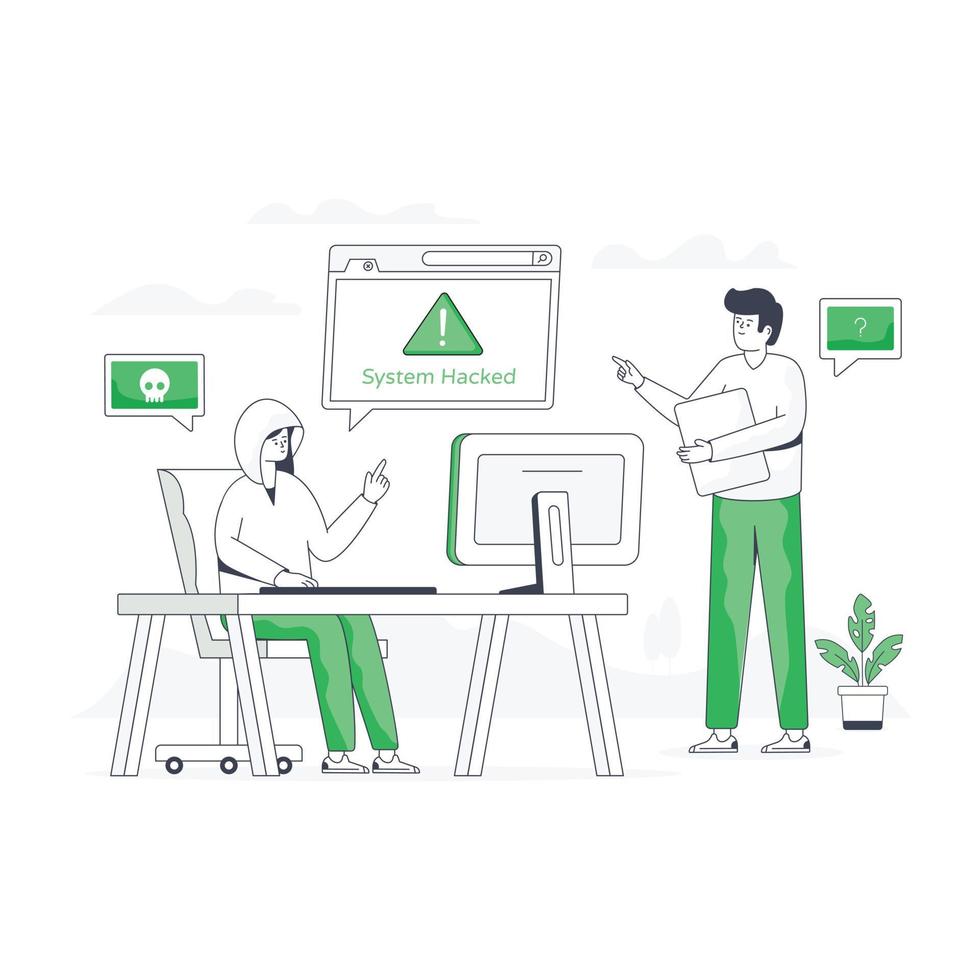 A flat illustration of system hacked vector