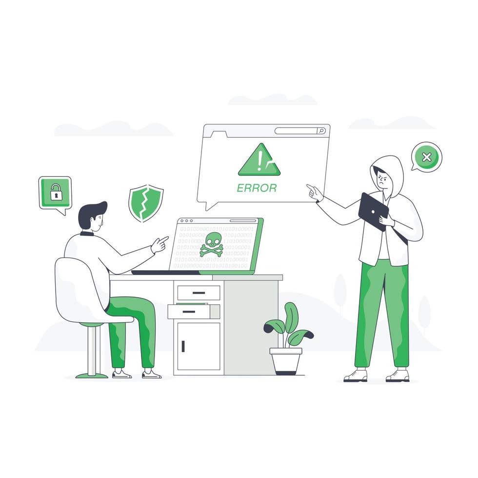 Flat illustration of cyber attack is up for premium use vector