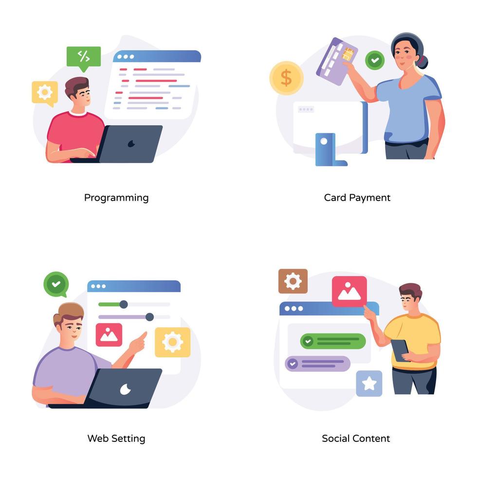 Modern Illustrations In Flat Characters vector