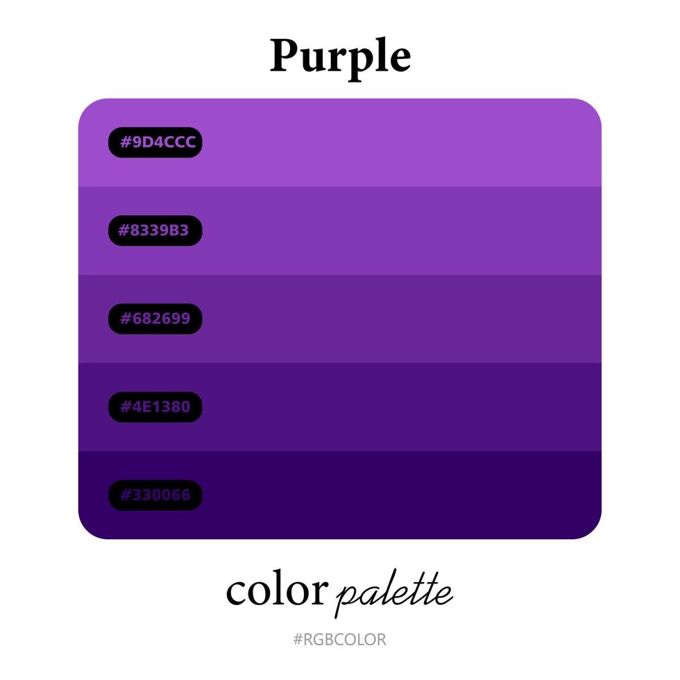 Purple color palettes accurately with codes, Perfect for use by illustrators vector