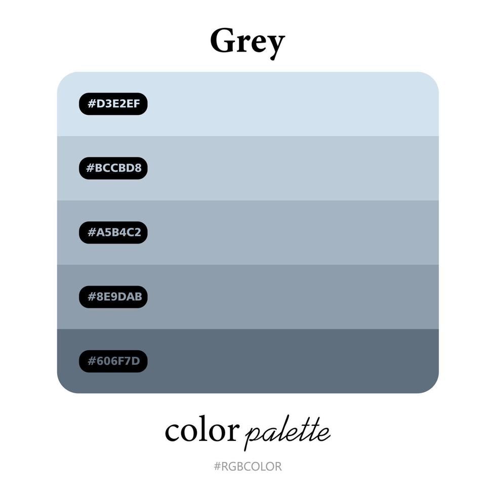 paletas de colores grises con precisión con códigos, perfectos para ilustradores vector