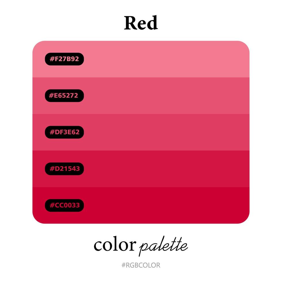 paletas de colores rojos con precisión con códigos, perfectos para ilustradores vector