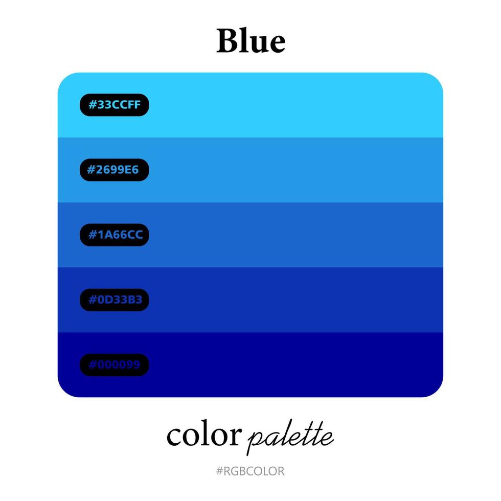 Blue color palettes accurately with codes, Perfect for use by illustrators vector