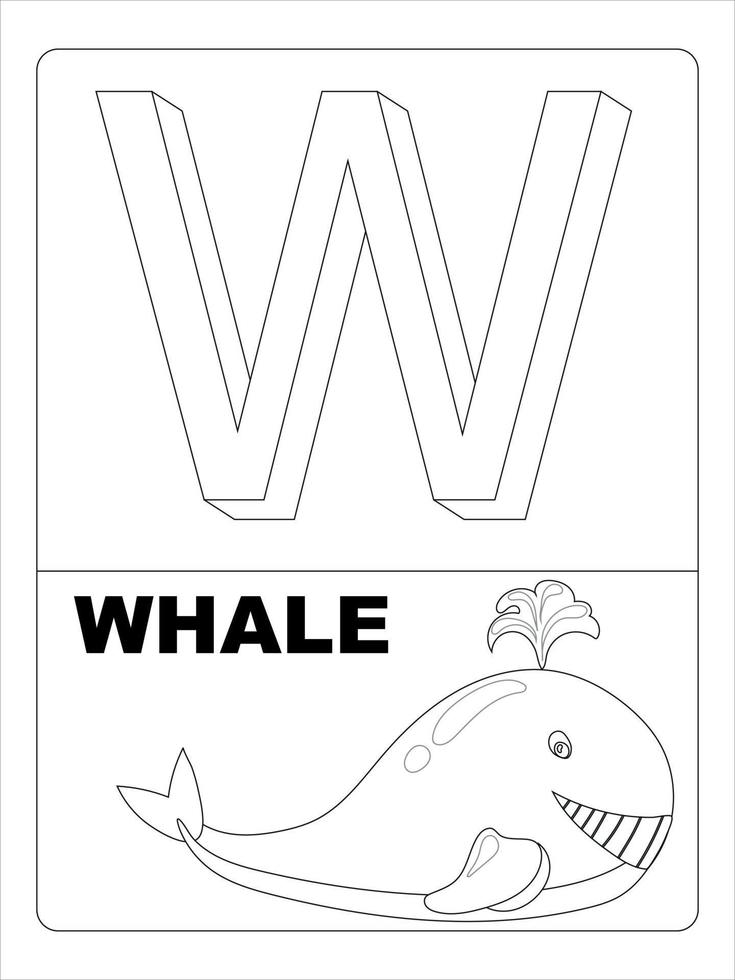 Alphabet Animal Coloring page for kids line art vector