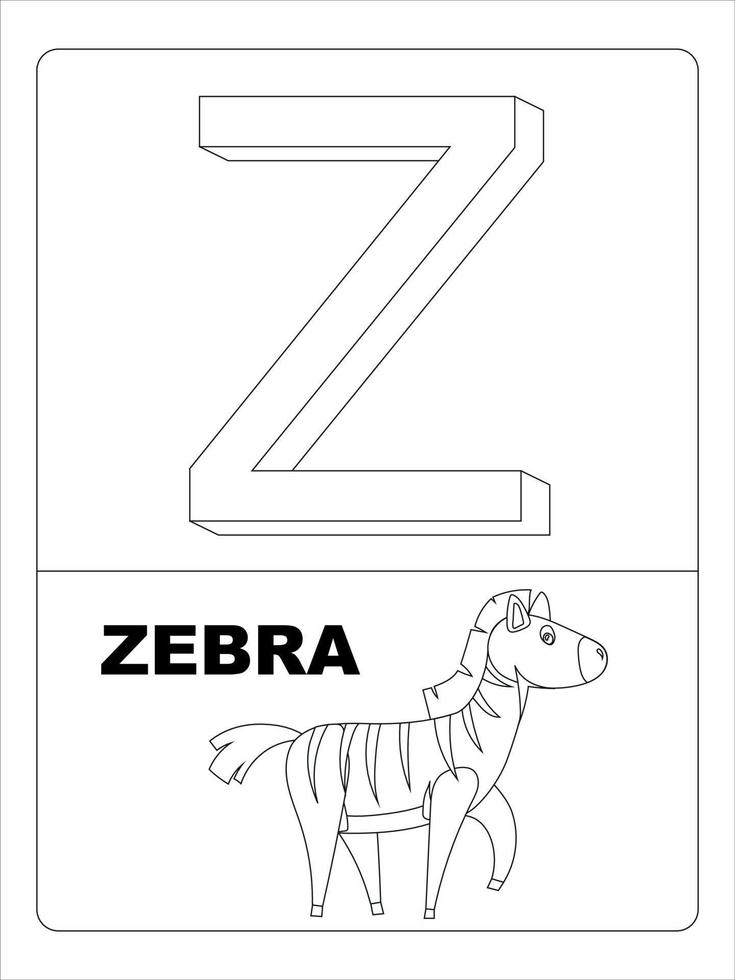 alfabeto animal página para colorear para niños arte lineal vector