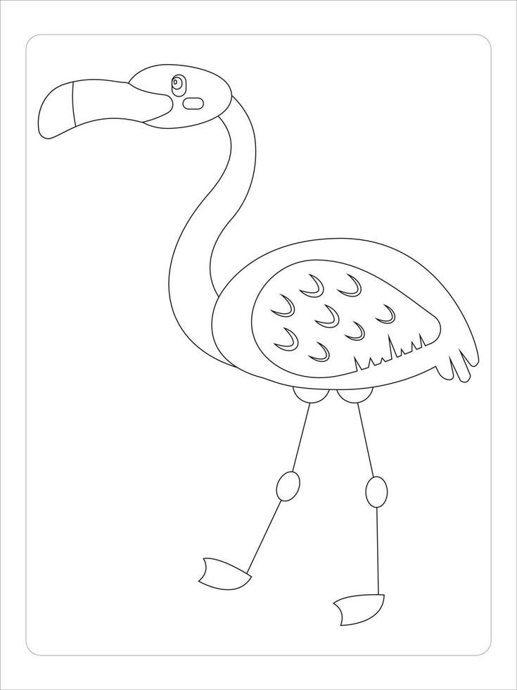 flamingo coloring-page for kids bay art line vector