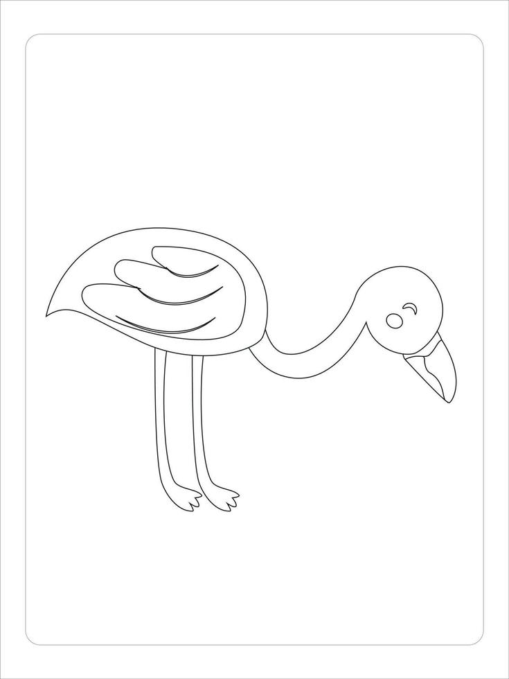 flamingo coloring-page for kids bay art line vector