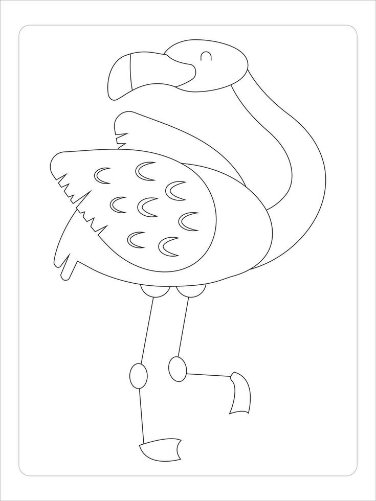 flamingo coloring-page for kids bay art line vector