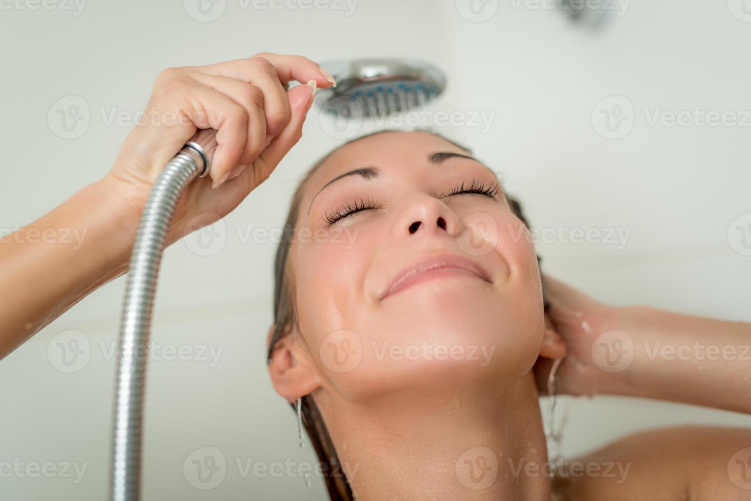 Showering woman view photo