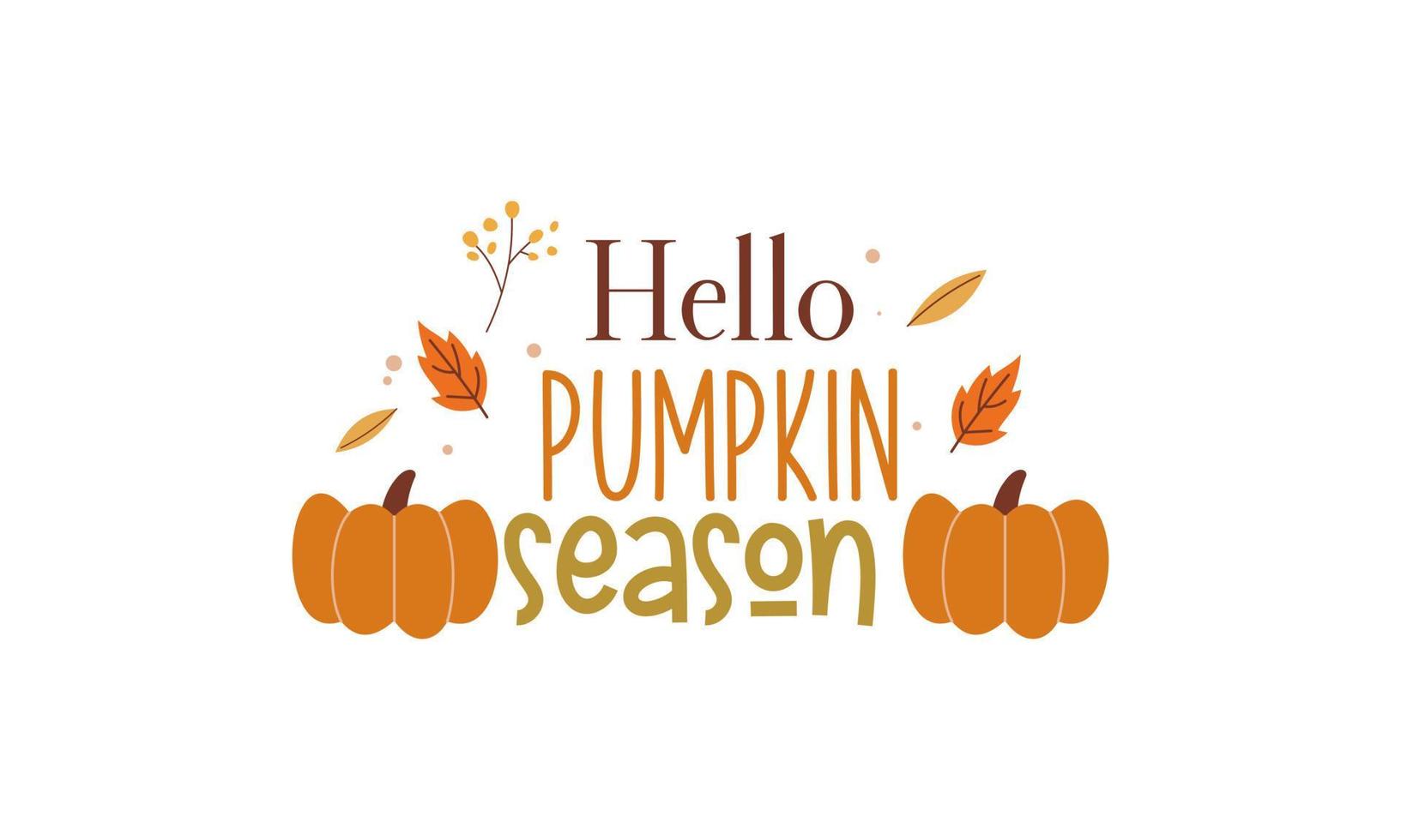 Hello Pumpkin Season Cute Hand Drawn Vector