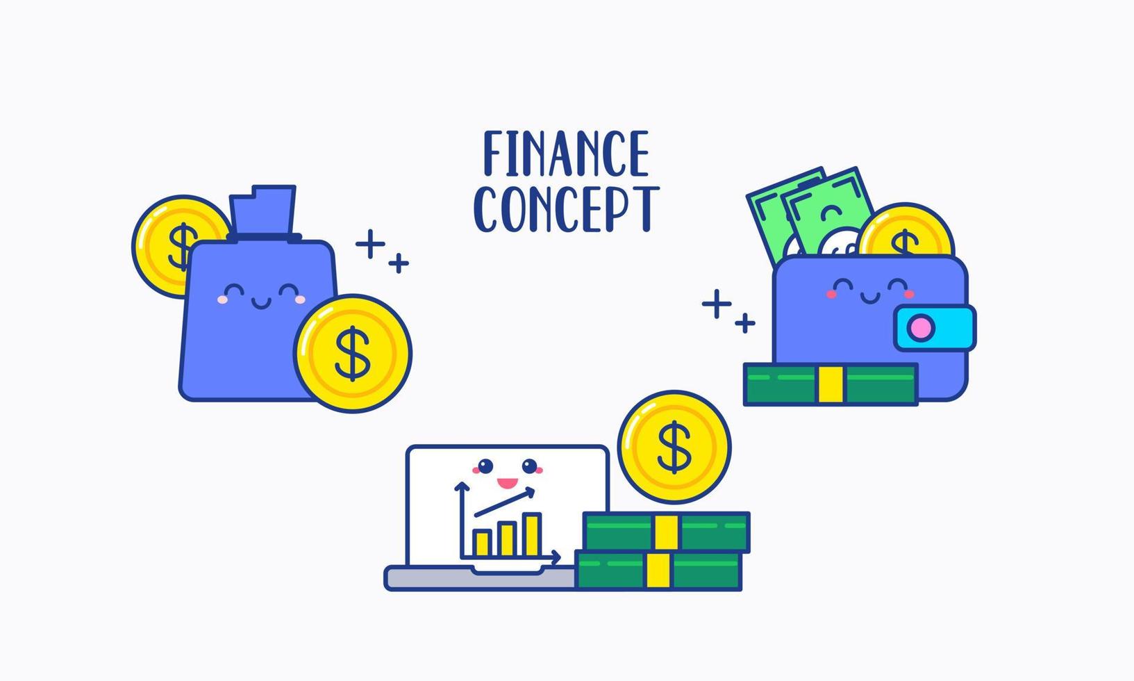 Cute Finance Concept with Line Vector