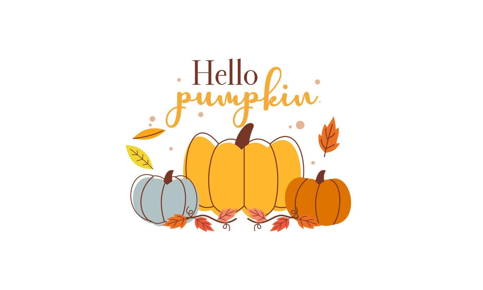 Hello Pumpkin Season Cute Hand Drawn Vector