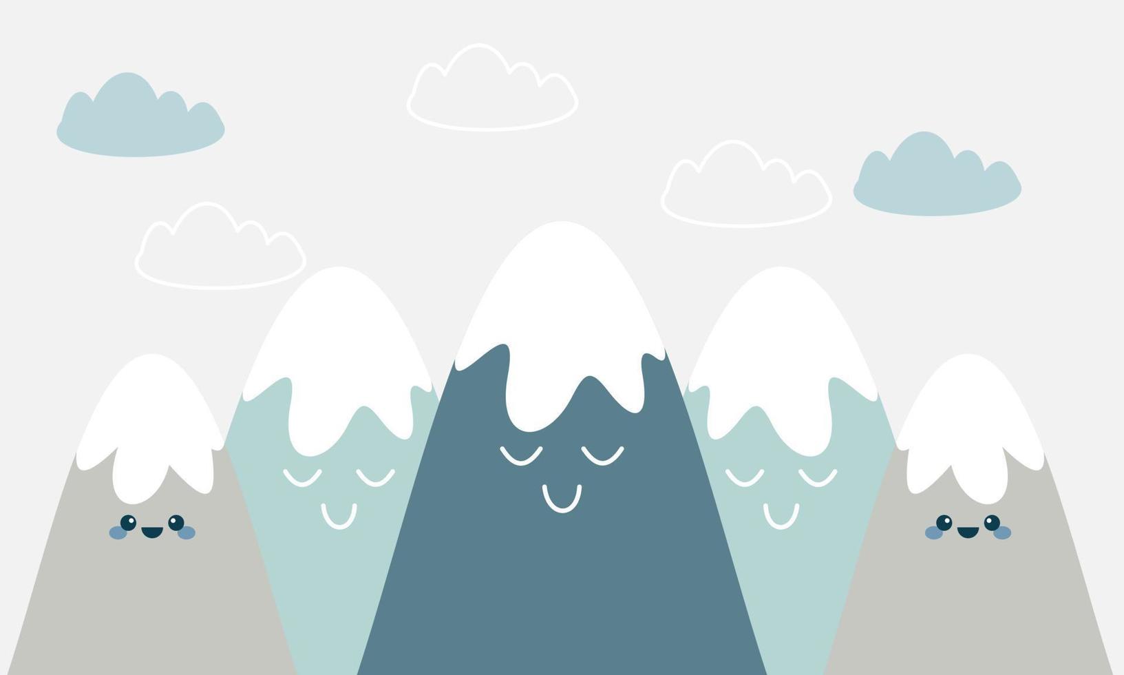 Hand Drawn Cute Mountain Vector Illustration