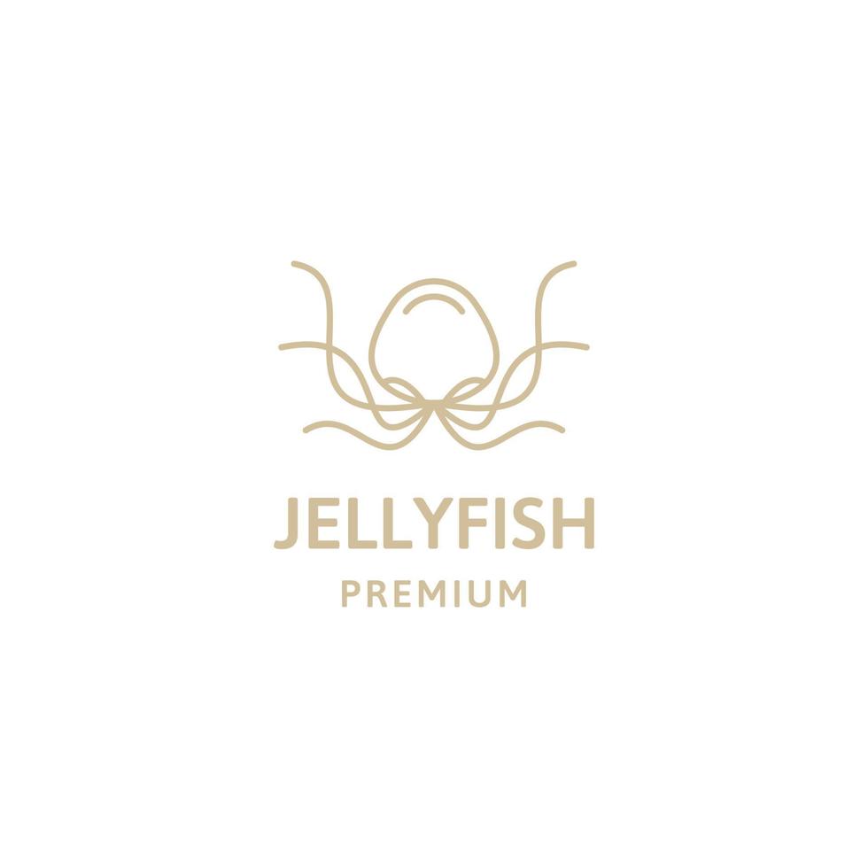 Jellyfish line logo design vector illustration