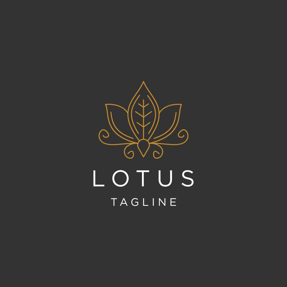 Lotus flower line logo icon design template flat vector