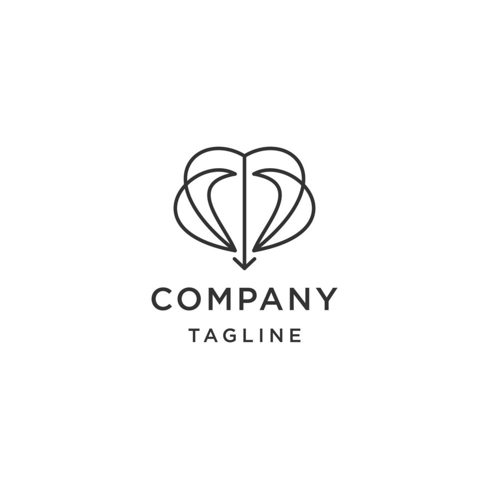 Luxury love arrow line logo icon design template flat vector