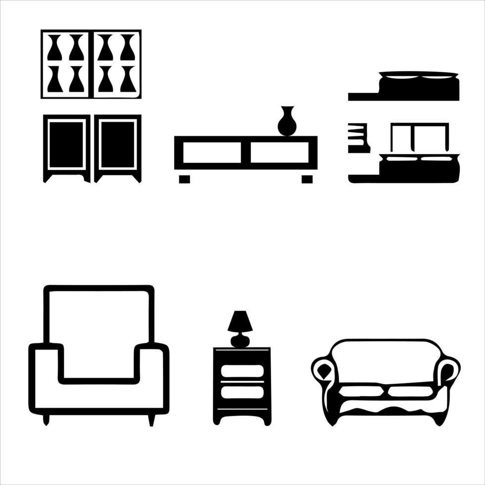 icono de diseño interior del hogar, icono de sofá, sala de estar, ilustración vectorial. estilo de diseño plano. vector