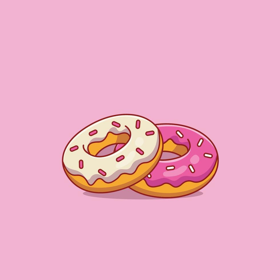 Donuts Vector Icon Illustration. Food Icon Concept White Isolated. Flat Cartoon Style Suitable for Web Landing Page, Banner, Sticker, Background