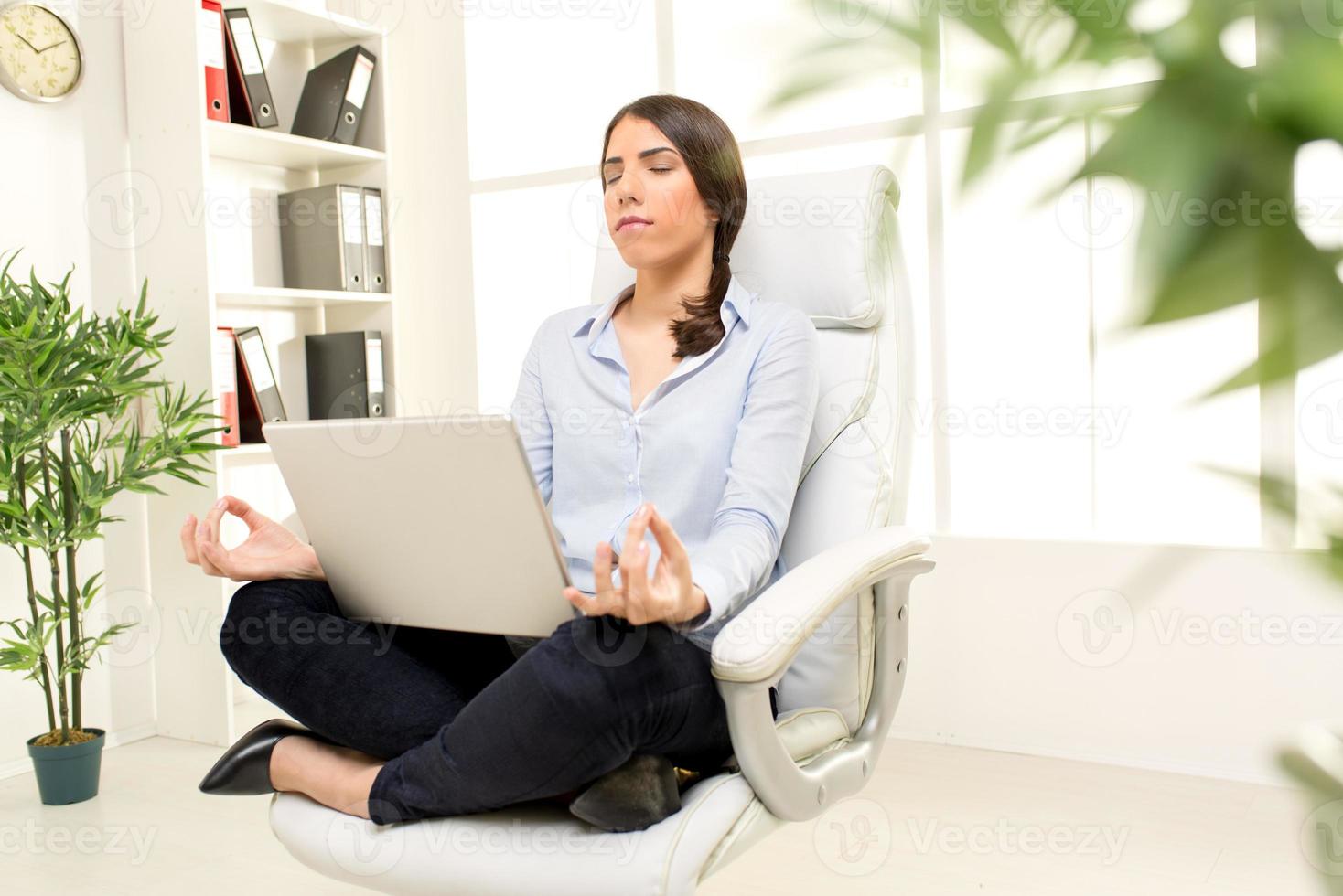 Businesswoman Meditating view photo