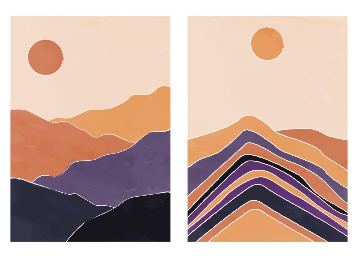 Abstract minimalistic poster. mountains. Contemporary wall art. Mid century modern minimalist art print. Boho poster cover. Design for book cover, poster, banner, brochure vector