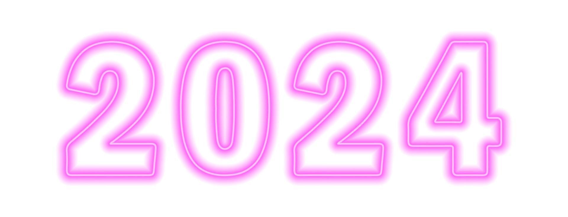Pink neon colored 2024 year isolated on white 14160331 Vector Art at