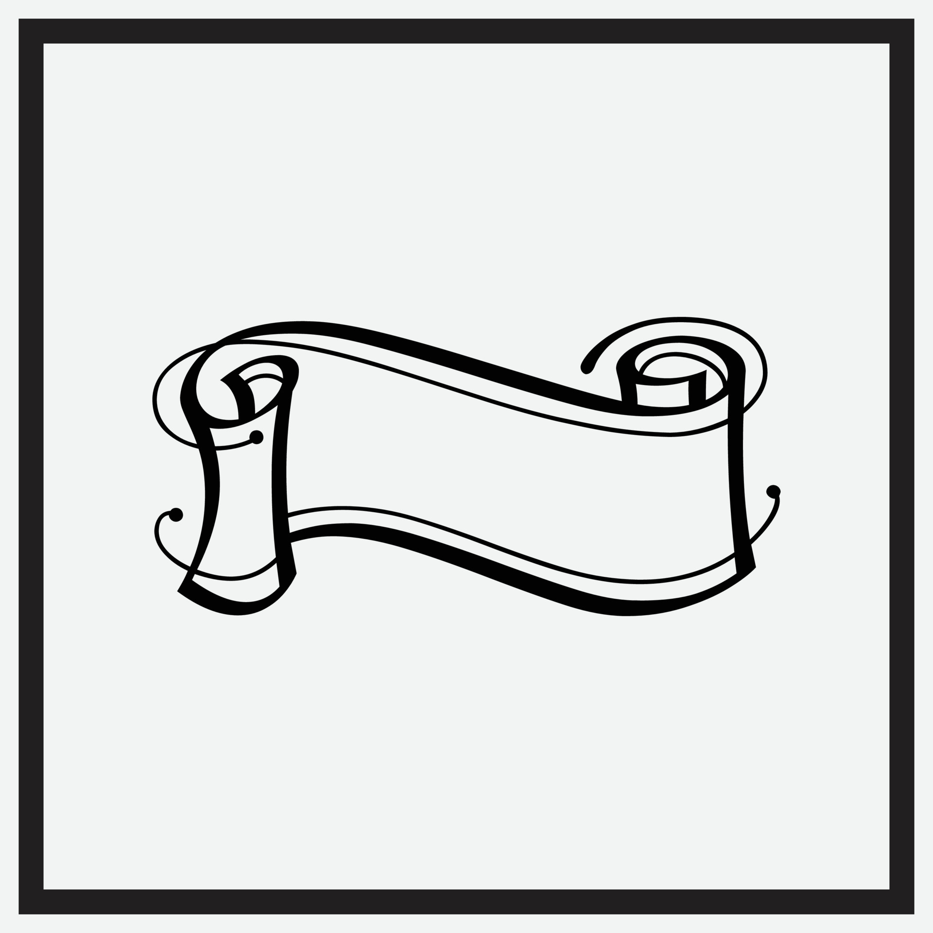 Wedding Invitation Decorative Ribbon Banner and Paper Scroll Page Black