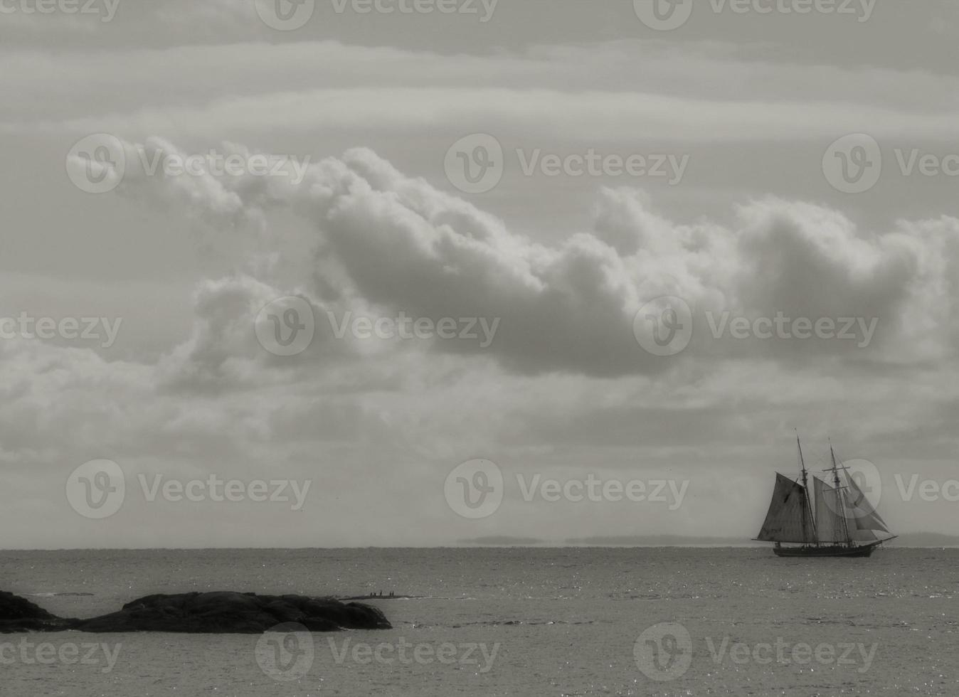 Tall Ship with grey sky photo