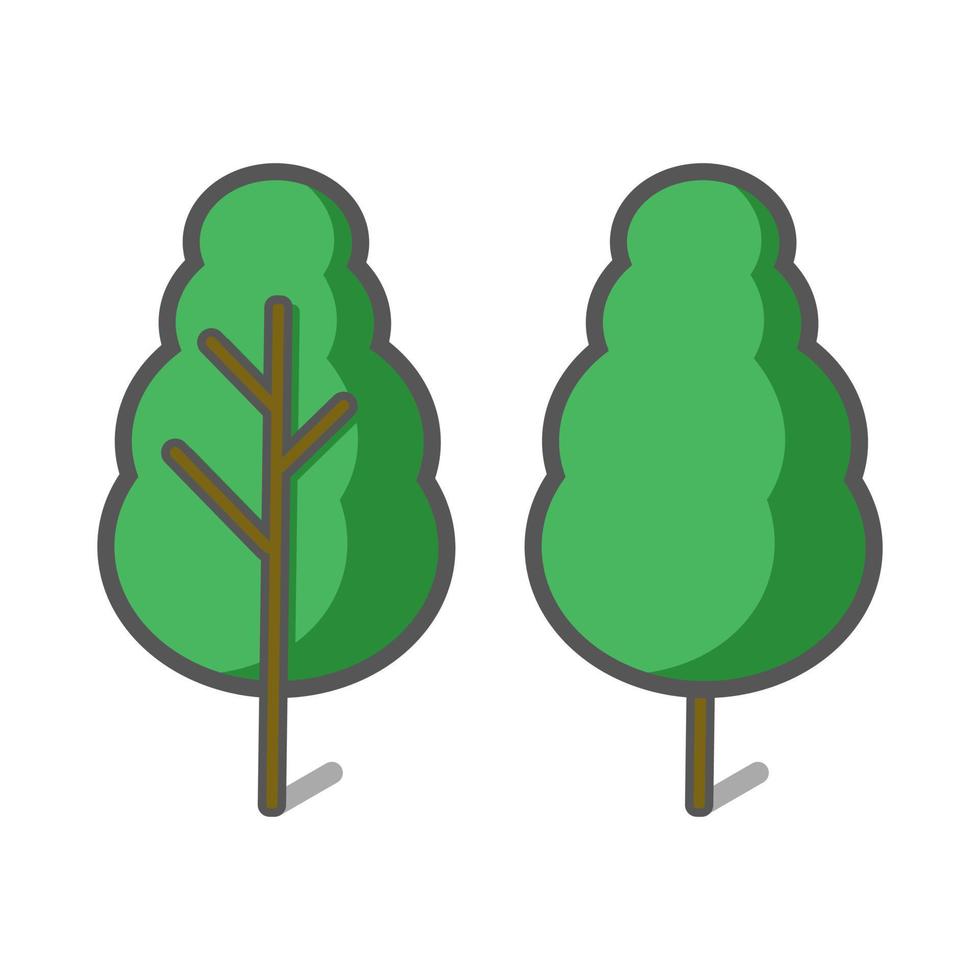 árbol simple, árboles planos tono verde. vector