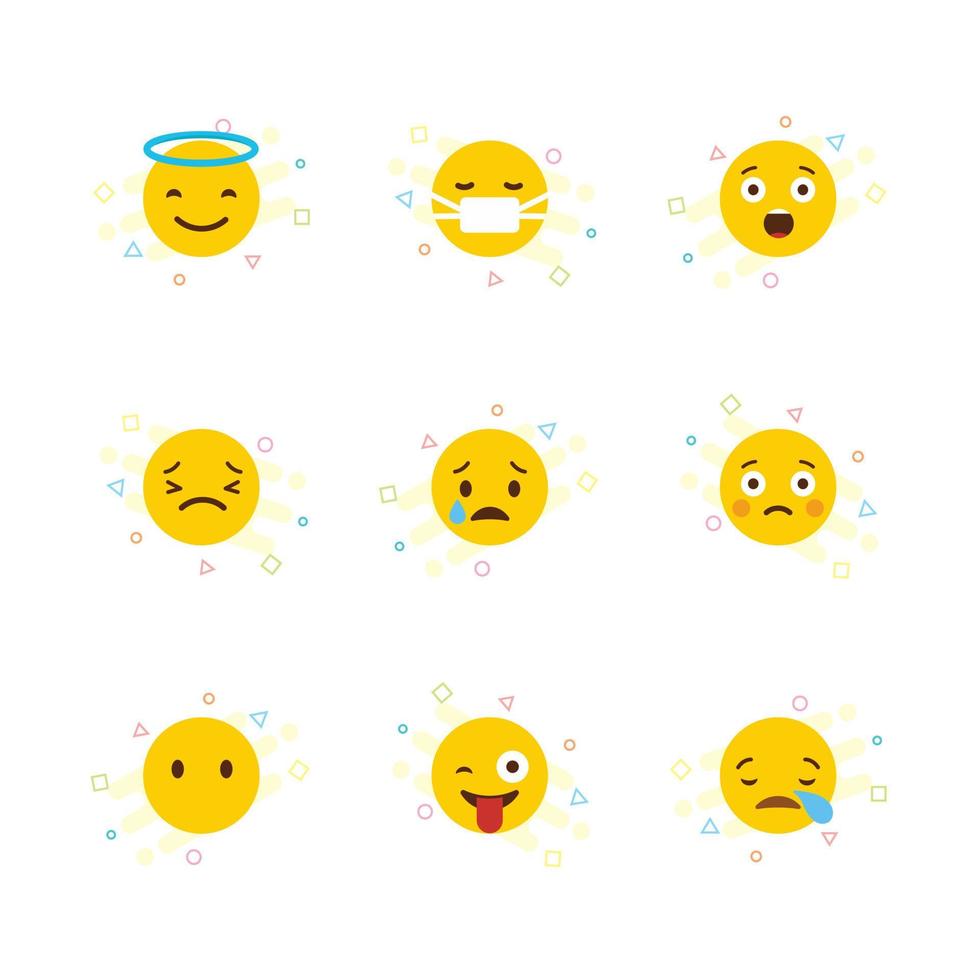 conjunto de vectores de diseño de emojis amarillos