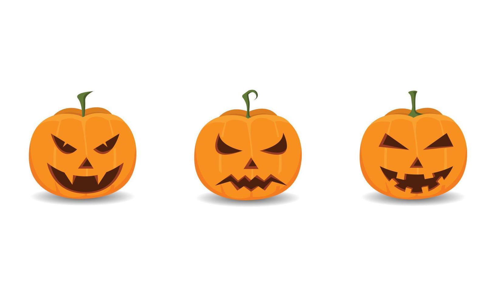 calabazas de miedo de halloween aisladas en la imagen vectorial blanca vector