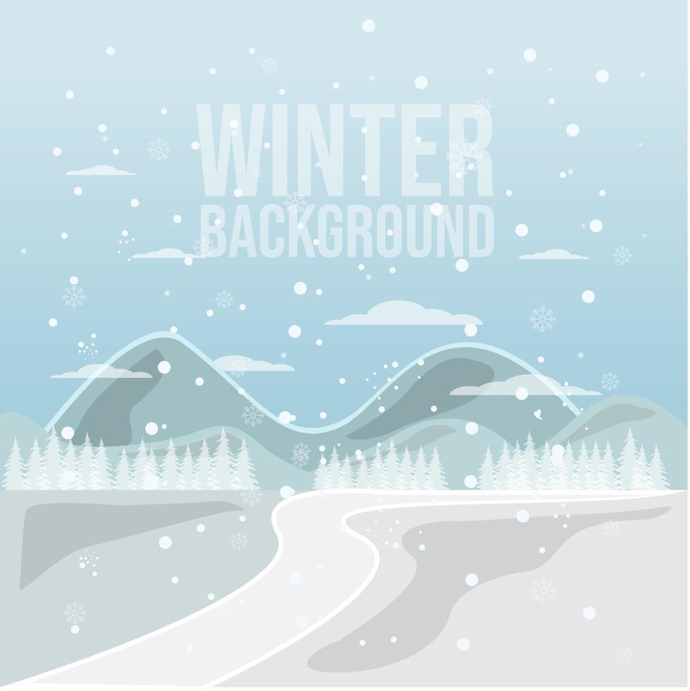 Winter snowy landscape vector design illustration background