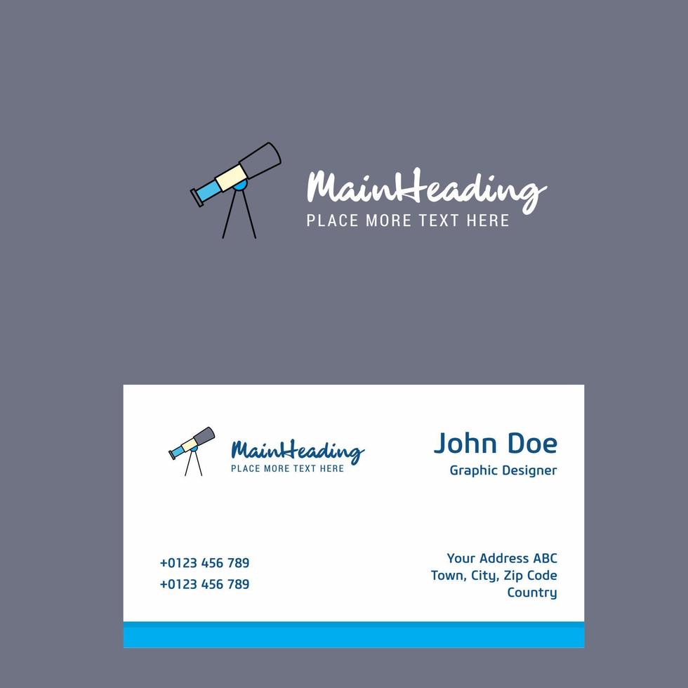 Telescope logo Design with business card template Elegant corporate identity Vector