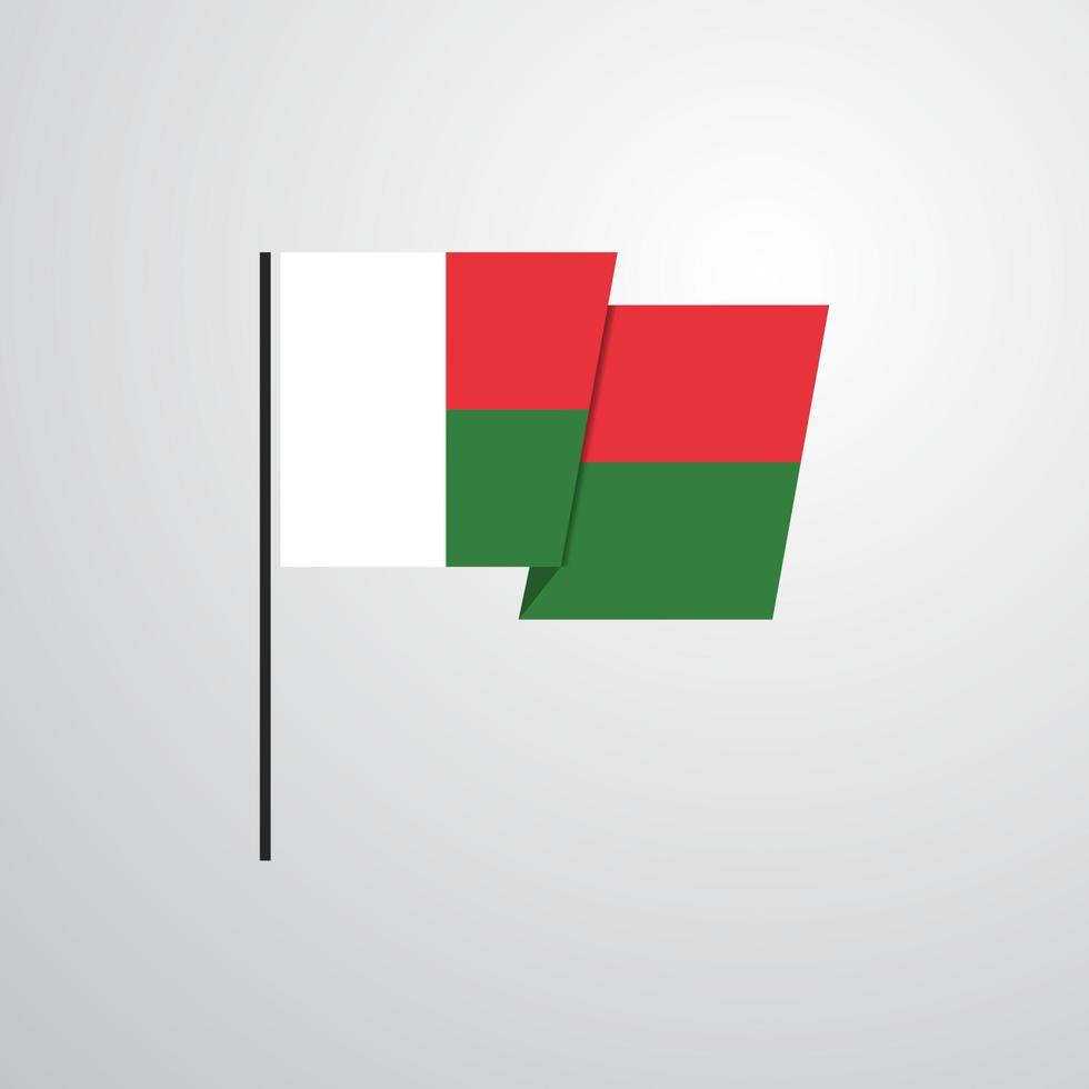 vector de diseño de bandera ondeante de madagascar