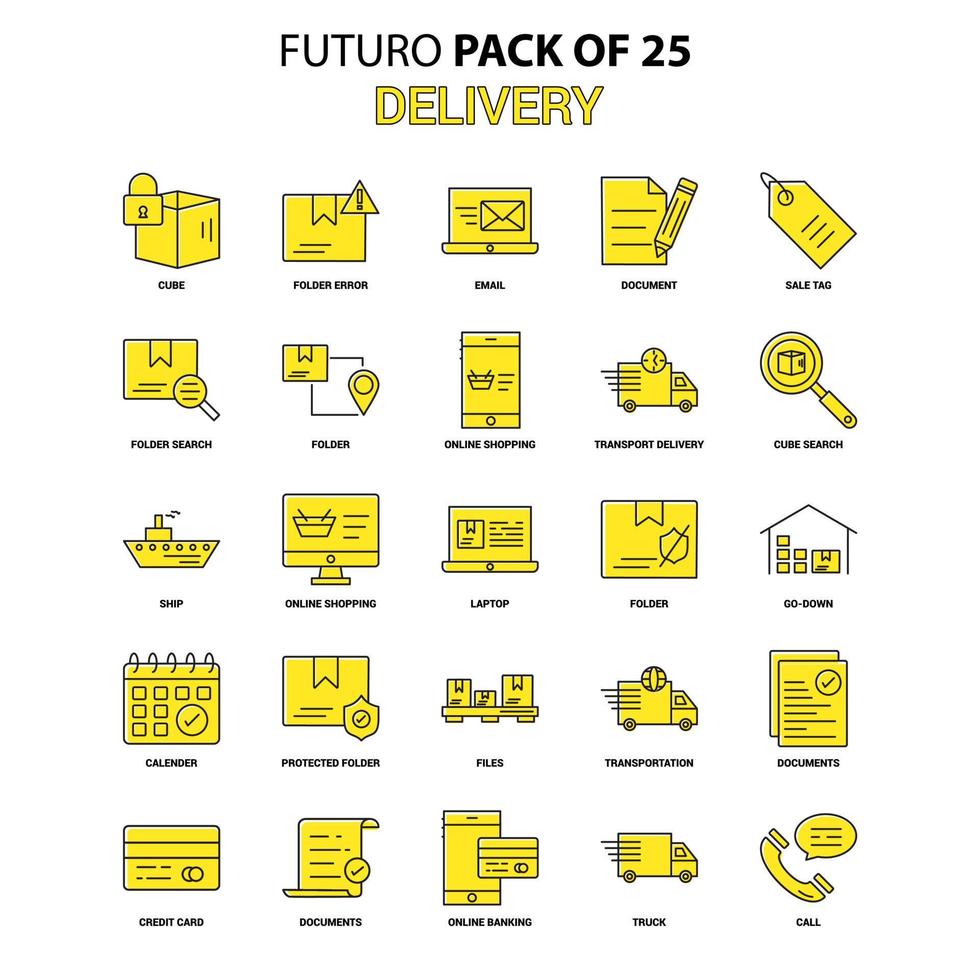 Delivery Icon Set Yellow Futuro Latest Design icon Pack vector