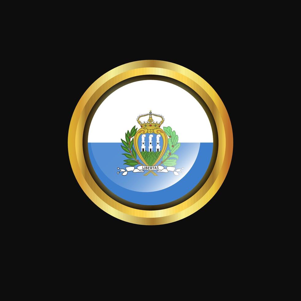 San Marino flag Golden button vector