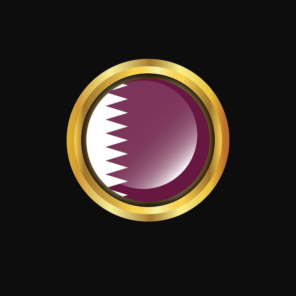 Qatar flag Golden button vector