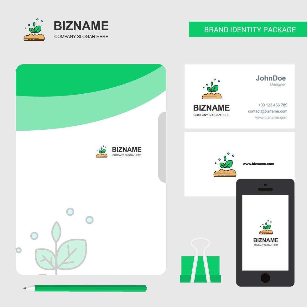 Plant Business Logo File Cover Visiting Card and Mobile App Design Vector Illustration