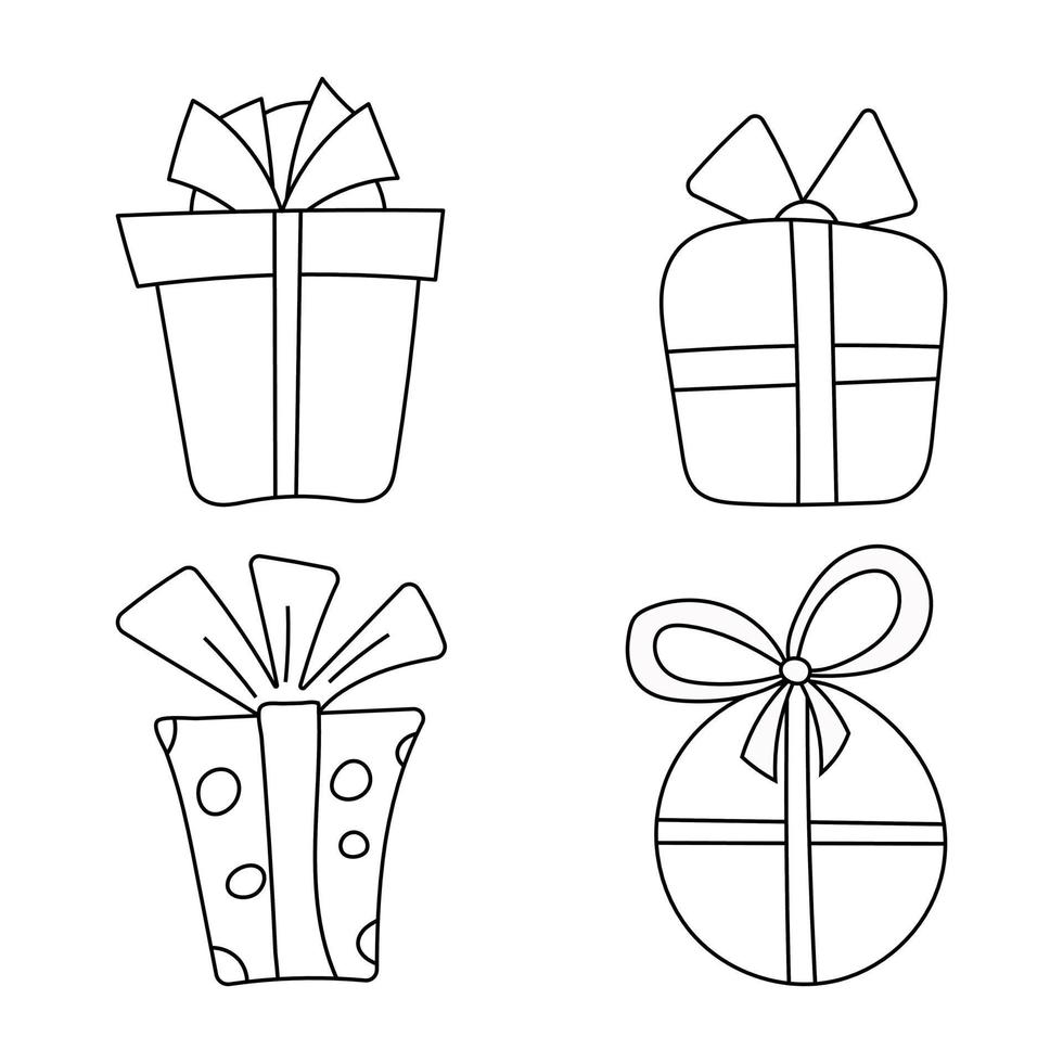 Doodle christmas gift boxes. Gift wrap. Gift package. vector