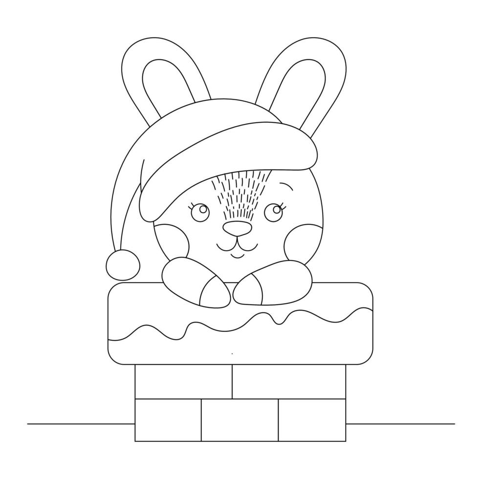 Cute Cartoon Little Rabbit in Santa Claus Costume vector