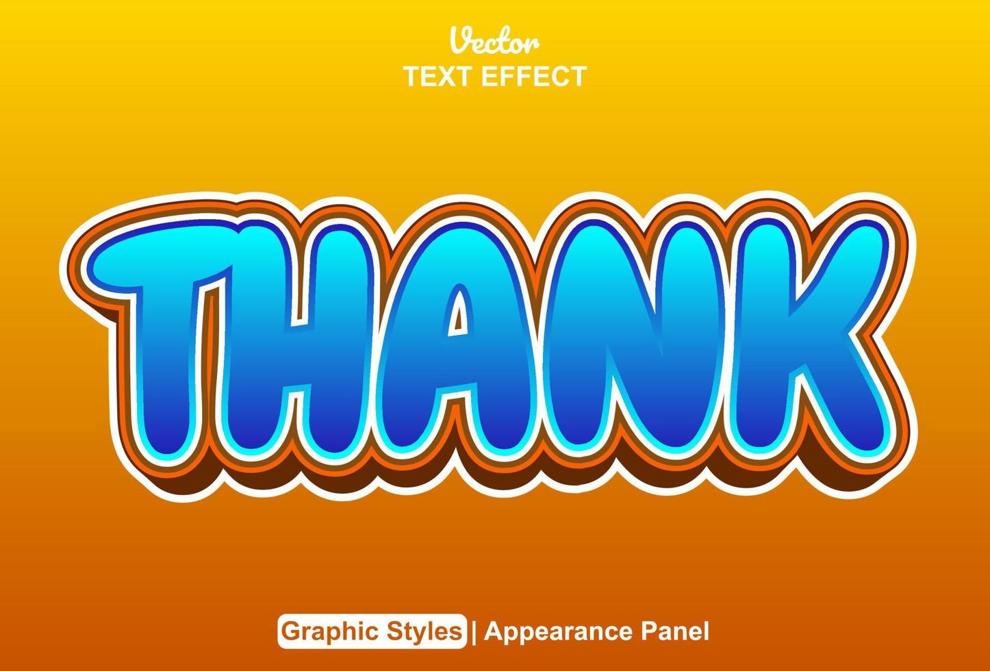 thank text effect with graphic style and editable. vector