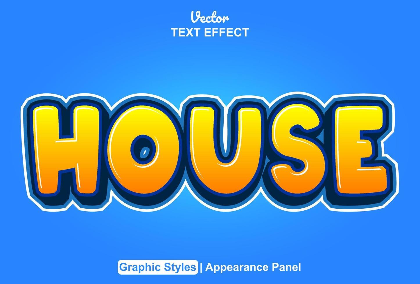 efecto de texto de la casa con estilo gráfico y editable. vector