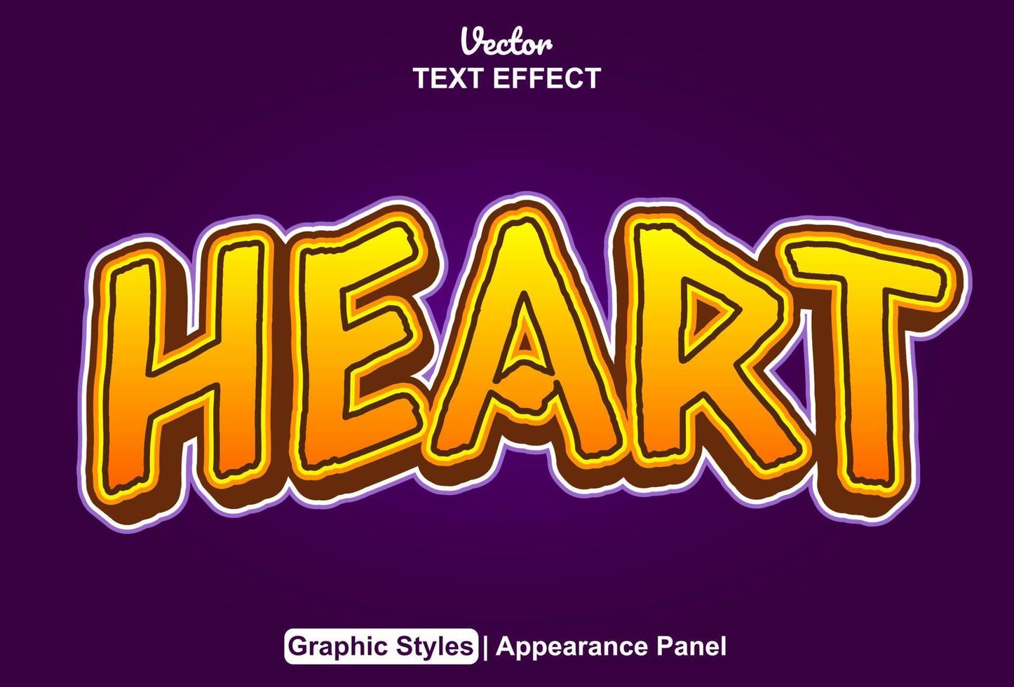 heart text effect with graphic style and editable. vector