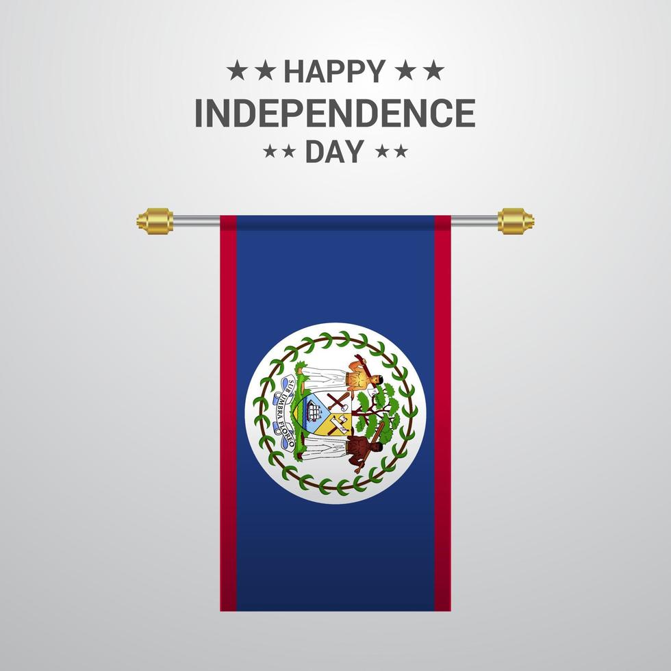 Belize Independence day hanging flag background vector