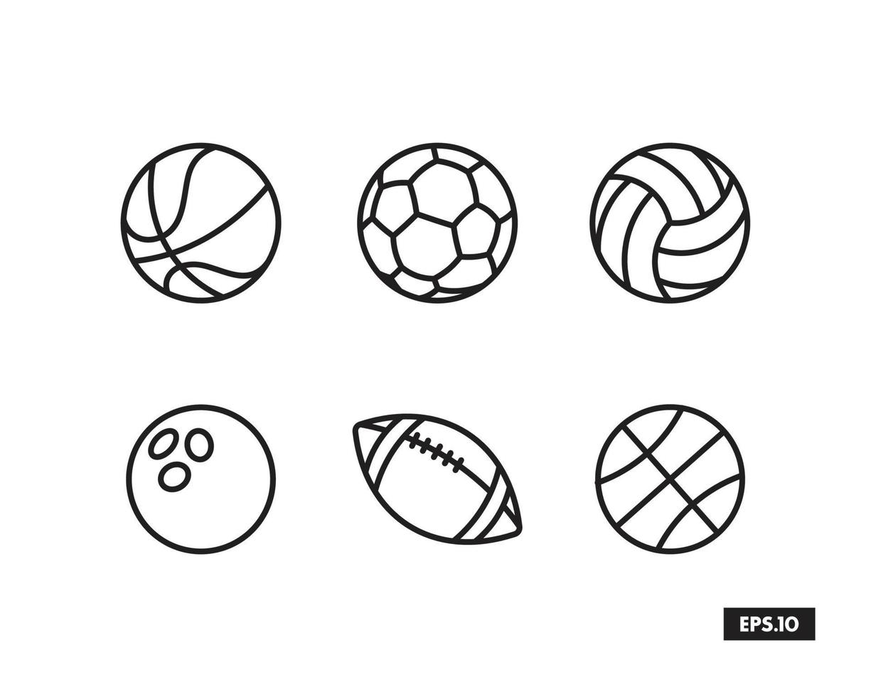 Set Of Sport Balls Icon. Sport Balls Symbol Silhouette Vector