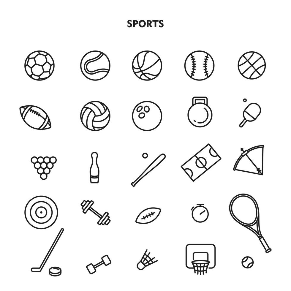 conjunto de iconos de bolas deportivas. deporte, pelotas, símbolo, silueta, vector