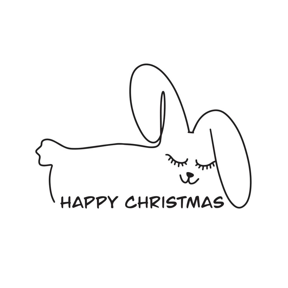 2023 year of the rabbit. Cute Christmas Bunny. Symbol of the Chinese New Year. Vector illustration isolated on white background
