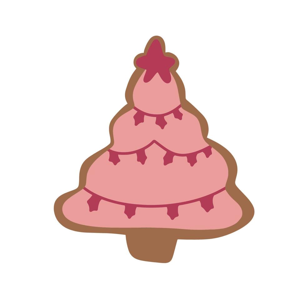 Gingerbread. Christmas tree. Vector illustration isolated on white background