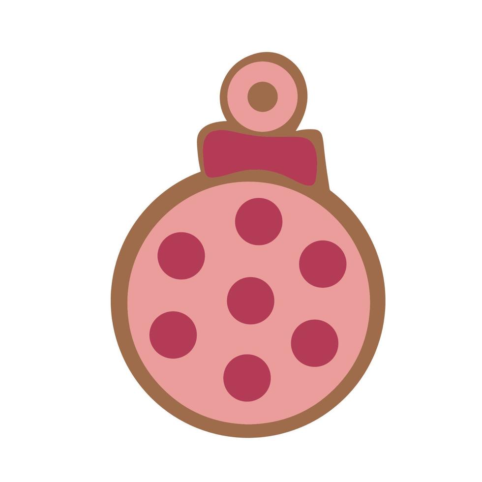 Gingerbread in the form of a Christmas ball. Chocolate Christmas toy. Vector illustration isolated on white background