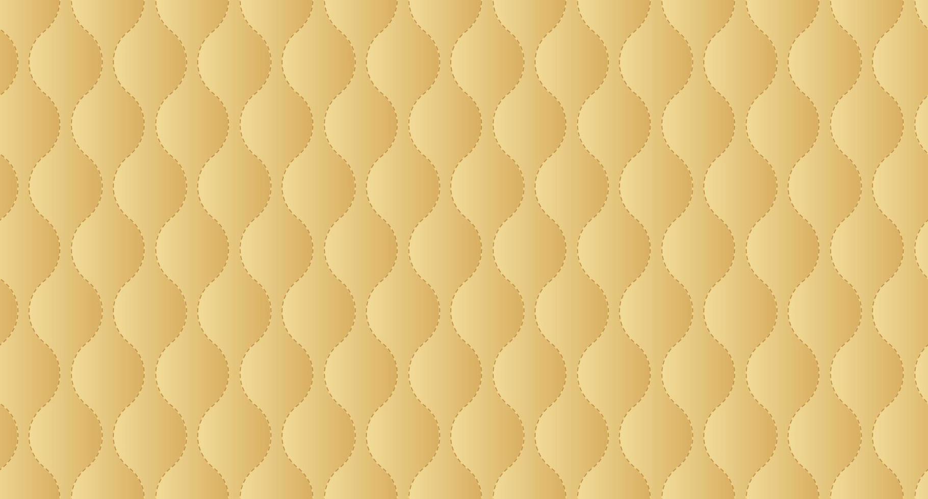 Simple upholstery quilted background. Gold leather texture sofa backdrop. Vector illustration