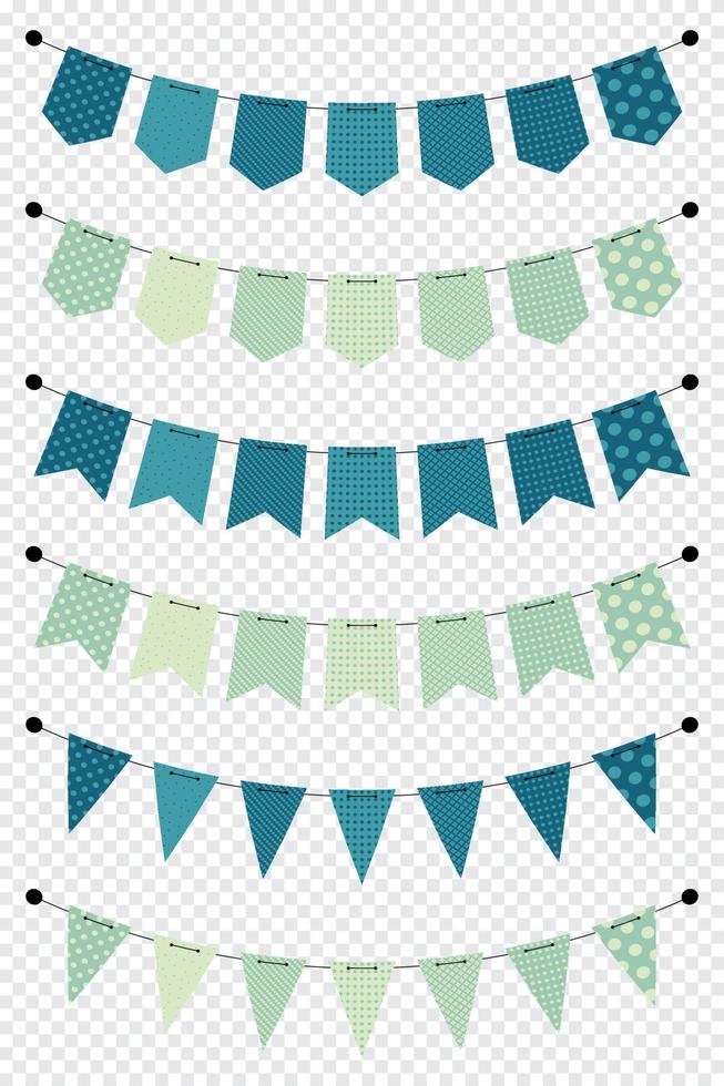 Blank banner. Bunting or swag templates. Holiday flag garland collection. Flags decoration for party and celebration. Vector illustration